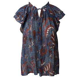 Ulla Johnson Bluse mit Blumenmuster aus blauer Baumwollseide Blau