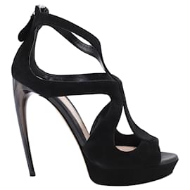 Alexander Mcqueen-Alexander McQueen Strappy Platform Sandals in Black Suede-Black