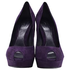 Alexander Mcqueen-Alexander mcqueen 140mm Peep Toe Pumps in Purple Suede-Purple