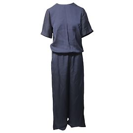 Autre Marque Cefinn Jennifer Jumpsuit in Navy Blue Crepe Blue Navy blue
