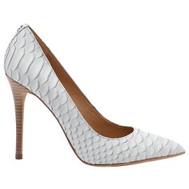 Coach Harlee Snake-Effect Heels in Silver Leather Silvery