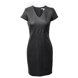 Diane Von Furstenberg Vestido com bainha Teala em couro preto Preto