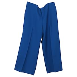 Marni-Marni Square Pants in Blue Tropical Wool-Blue
