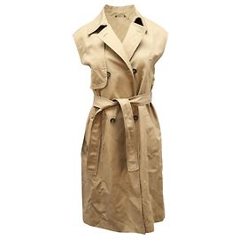 Brunello Cucinelli Trench Coat sem mangas forrado em algodão bege Bege