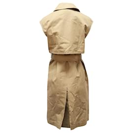 Brunello Cucinelli-Brunello Cucinelli lined Breasted Sleeveless Trench Coat in Beige Cotton-Beige