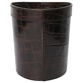 Staud-Staud Britt Croc-Embossed Bucket Bag in Brown Leather-Brown