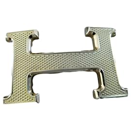 Hermès-Hermès belt buckle 5382 guilloché gold metal 32MM-Gold hardware