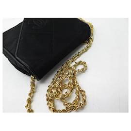 Chanel-CHANEL Vintage CC Satin Black & Gold Tassel Crossbody bag-Black,Gold hardware