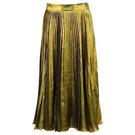 Falda Midi Plisse Lamé De Gucci En Seda Dorada Dorado