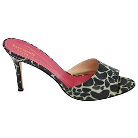 Kate Spade Mules à Imprimé Animal en Cuir Verni Vert Autre
