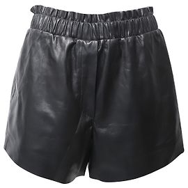 Nanushka Lora Ruffled Shorts in Black Vegan Leather Black