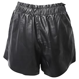 Nanushka-Nanushka Lora Ruffled Shorts in Black Vegan Leather-Black