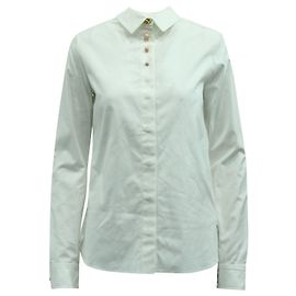 Carven Camisa Marfil Botones Rosa Blanco Crudo
