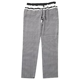 Vince Checked Drawstring Pants in Black Silk Black