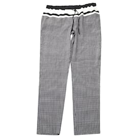 Vince-Vince Checked Drawstring Pants in Black Silk-Other