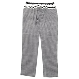 Vince-Vince Checked Drawstring Pants in Black Silk-Other