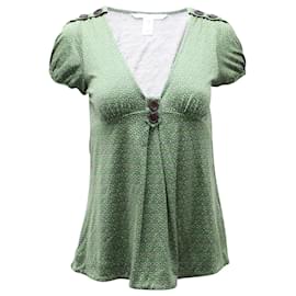 Diane Von Furstenberg-Diane Von Furstenberg Dot Print Blouse in Green Silk-Other