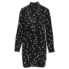 Equipment Hemdseidenkleid mit Sternmuster Schwarz