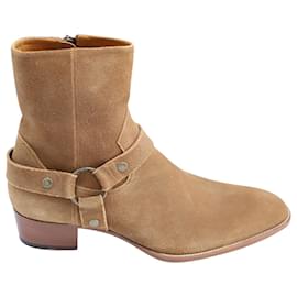Saint Laurent-Saint Laurent Wyatt Harness Boots in Camel Suede-Other,Yellow