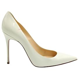 Christian Louboutin-Ivory Patent Leather Kate 100 HEELS-White