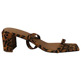 Autre Marque-By Far Tanya Leopard Print Mules in Brown Suede-Brown