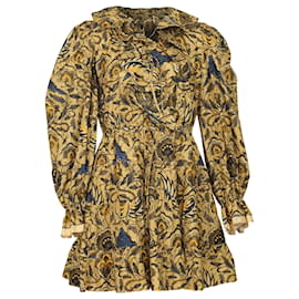 Ulla Johnson-Ulla Johnson Caris Floral Ruffle Mini Dress in Yellow Cotton-Yellow