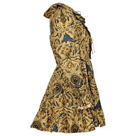 Ulla Johnson-Ulla Johnson Caris Floral Ruffle Mini Dress in Yellow Cotton-Yellow