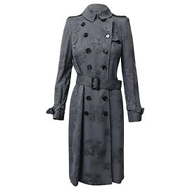 Burberry Prorsum Trenchcoat mit Spitzenfutter und Brust in grauer Viskose Grau
