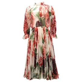 Dolce & Gabbana-Vestido de seda con estampado floral adornado con cristales de Dolce & Gabbana-Otro