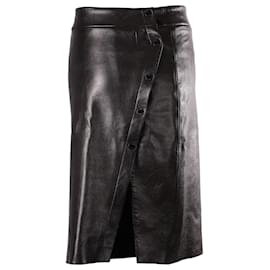 Sandro-Sandro Paris Leather Skirt in Black Leather-Black