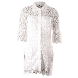 Sandro Paris Mini Robe Dentelle en Polyester Blanc Blanc
