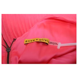 Alice + Olivia-Alice + Olivia Elektrisches Faltenkleid aus rosafarbenem Polyester-Pink