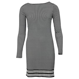 Michael Kors-Michael Kors Checked Mini Dress with Houndstooth Hem in Black Polyester-Black