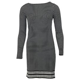 Michael Kors Kariertes Minikleid mit Hahnentritt-Saum aus schwarzem Polyester Schwarz