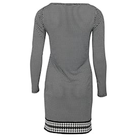 Michael Kors-Michael Kors Checked Mini Dress with Houndstooth Hem in Black Polyester-Black