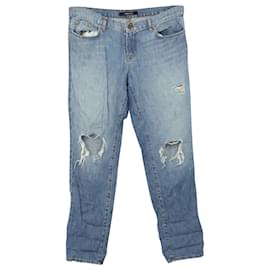 J Brand-J Brand Distressed Boyfriend-Jeans aus blauem Baumwoll-Denim-Blau