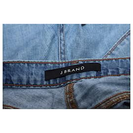 J Brand-J Brand Jean boyfriend effet vieilli en denim de coton bleu-Bleu