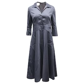 Akris Punto-Akris V-neck Dress in Navy Blue Cotton-Navy blue