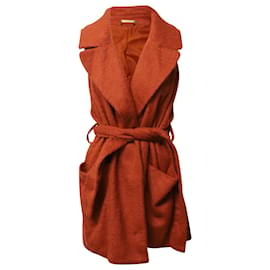 Diane Von Furstenberg-Diane von Furstenberg Sleeveless Coat in Orange Wool-Orange