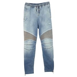 Balmain Stonewashed Biker Jeans in Light Blue Cotton Blue Light blue