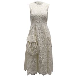 Simone Rocha Vestido Renda em Algodão Branco Branco