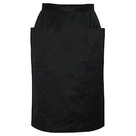 Yves Saint Laurent Jupe crayon noire vintage avec poches Noir