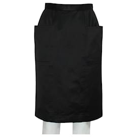 Yves Saint Laurent-Vintage Black Pencil Skirt with Pockets-Black