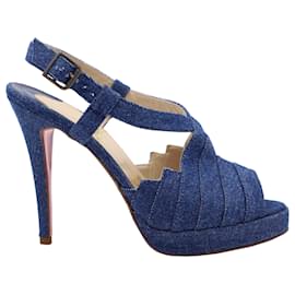 Christian Louboutin-Christian Louboutin City Girl 120 Sandals in Blue Denim-Blue