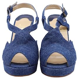 Christian Louboutin-Christian Louboutin City Girl 120 Sandals in Blue Denim-Blue