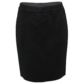 Armani-Armani Collezioni Textured Pencil Skirt in Black Polyester-Black