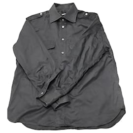 Tom Ford-Camisa manga longa Tom Ford em sarja de algodão preta-Preto