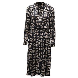 Rachel Comey Midikleid mit Pudelmuster und gebundenem Ausschnitt aus schwarzer Seide Andere