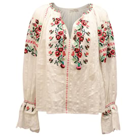 Ulla Johnson Devra Bestickte Bluse aus weißer Baumwolle Weiß