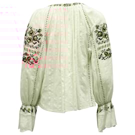 Ulla Johnson-Ulla Johnson Devra Embroidered Blouse in White Cotton-White